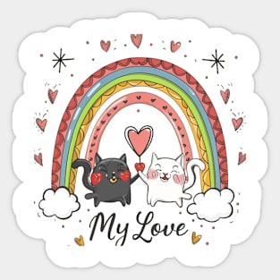 My Rainbow Cat is My Valentine Sticker